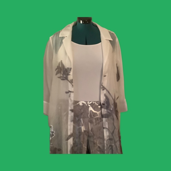 SOFT SURROUNDINGS GREY & SILVER SUPERSLIM ANKLE LEGGINGS - Picture 3 of 6